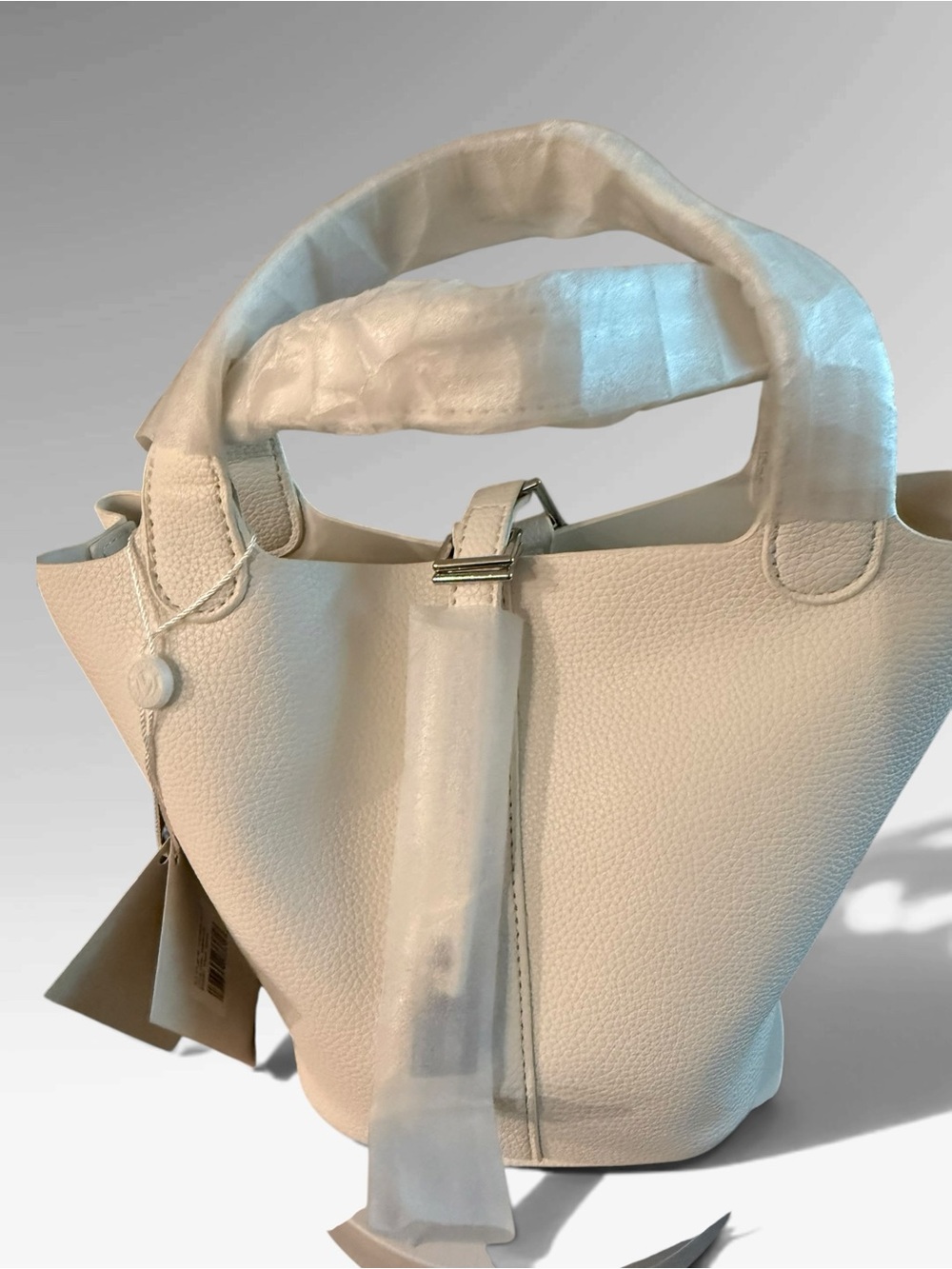 Valentino Orlandi White Textured Leather Bucket Tote